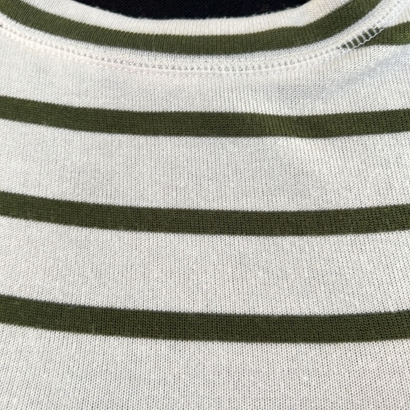 Market & Spruce lightweight army green striped sweater. - Picture 2 of 6